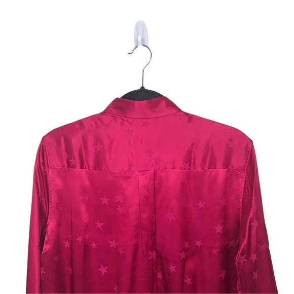 Tabitha Simmons Equipment Pink Satin Star Print Button Down Shirt - Picture 5 of 9